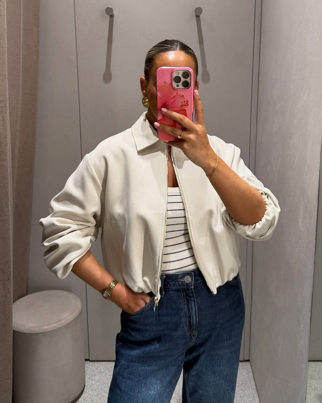 Seraphina bomber bunda s nabíranými rukávy