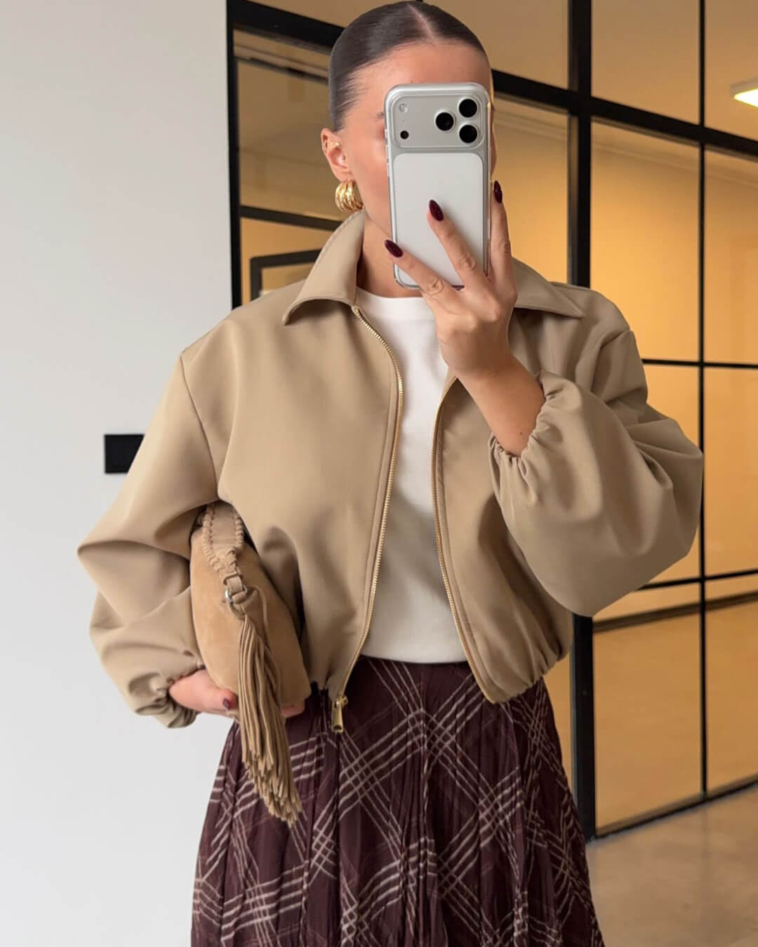 Seraphina bomber bunda s nabíranými rukávy