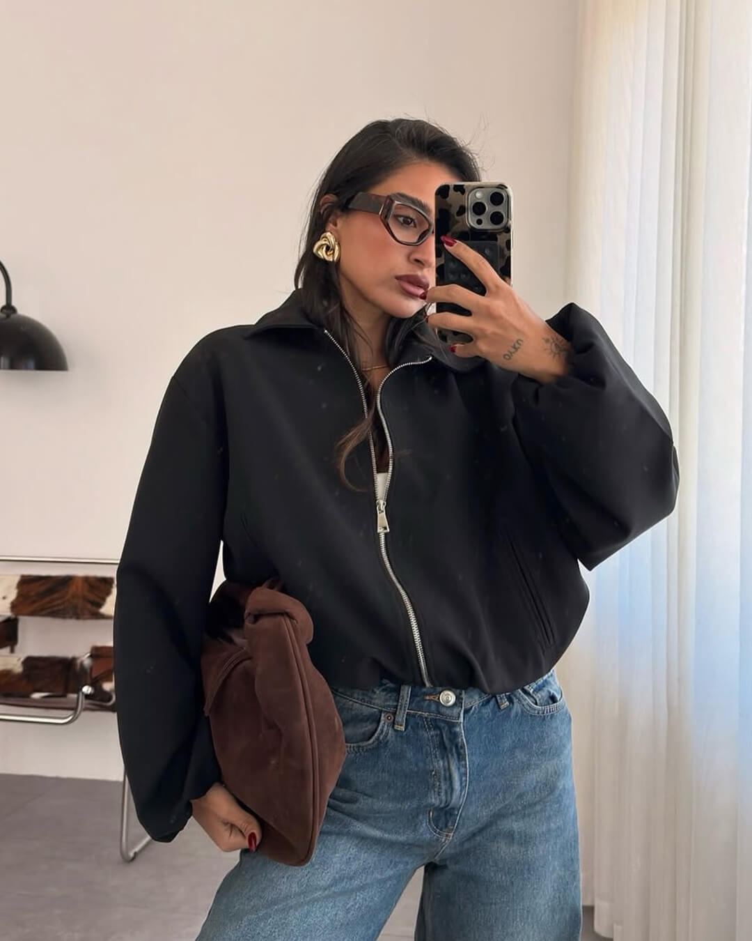 Seraphina bomber bunda s nabíranými rukávy