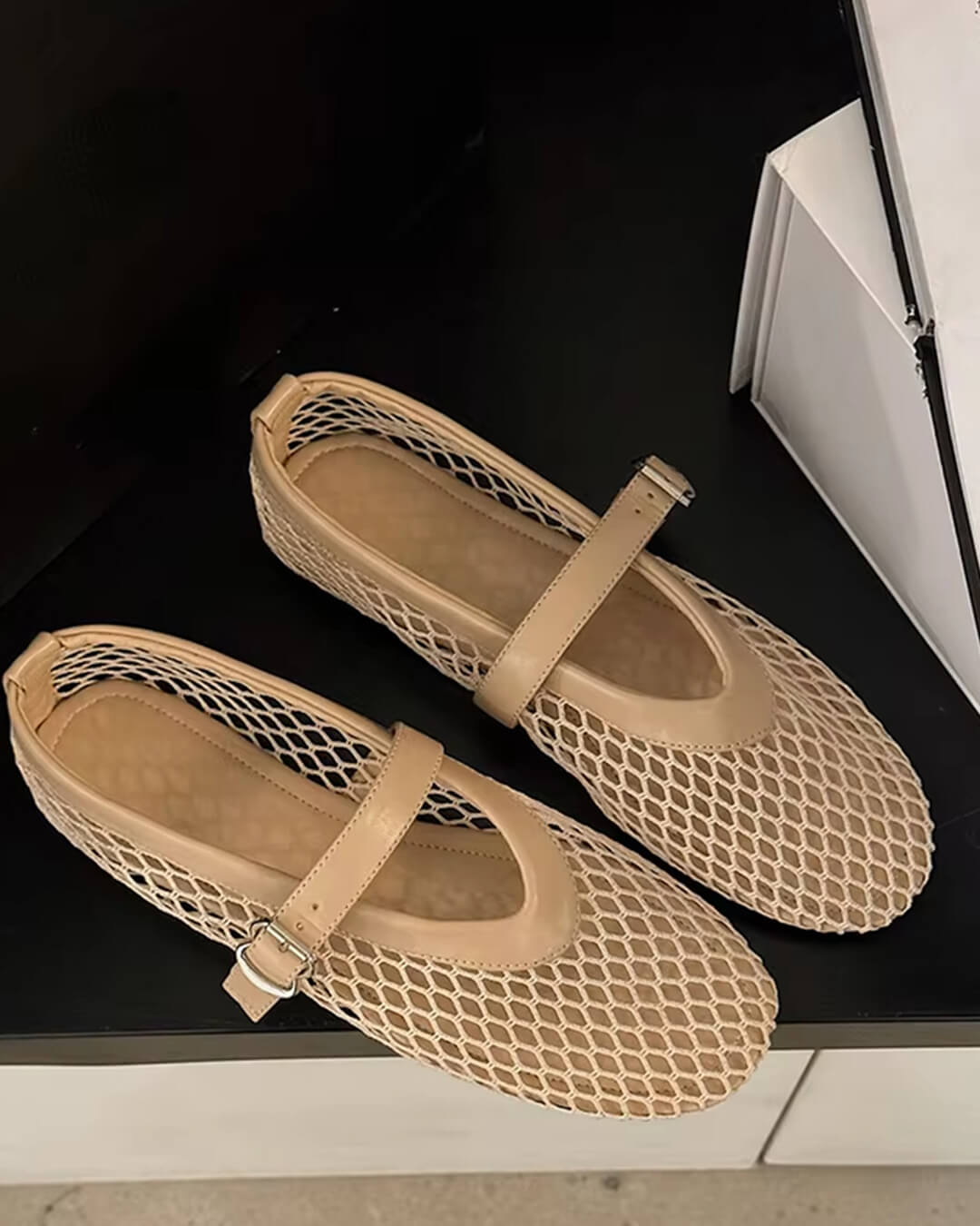 SOERA Rebecca Mesh Ballet Flats - Shoes -  Beige 36