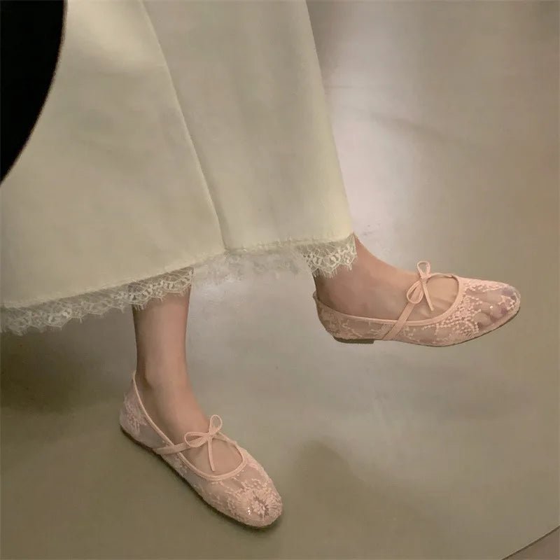SOERA Saskia Embroidered Mesh Ballet Flats - Shoes -  Black 36