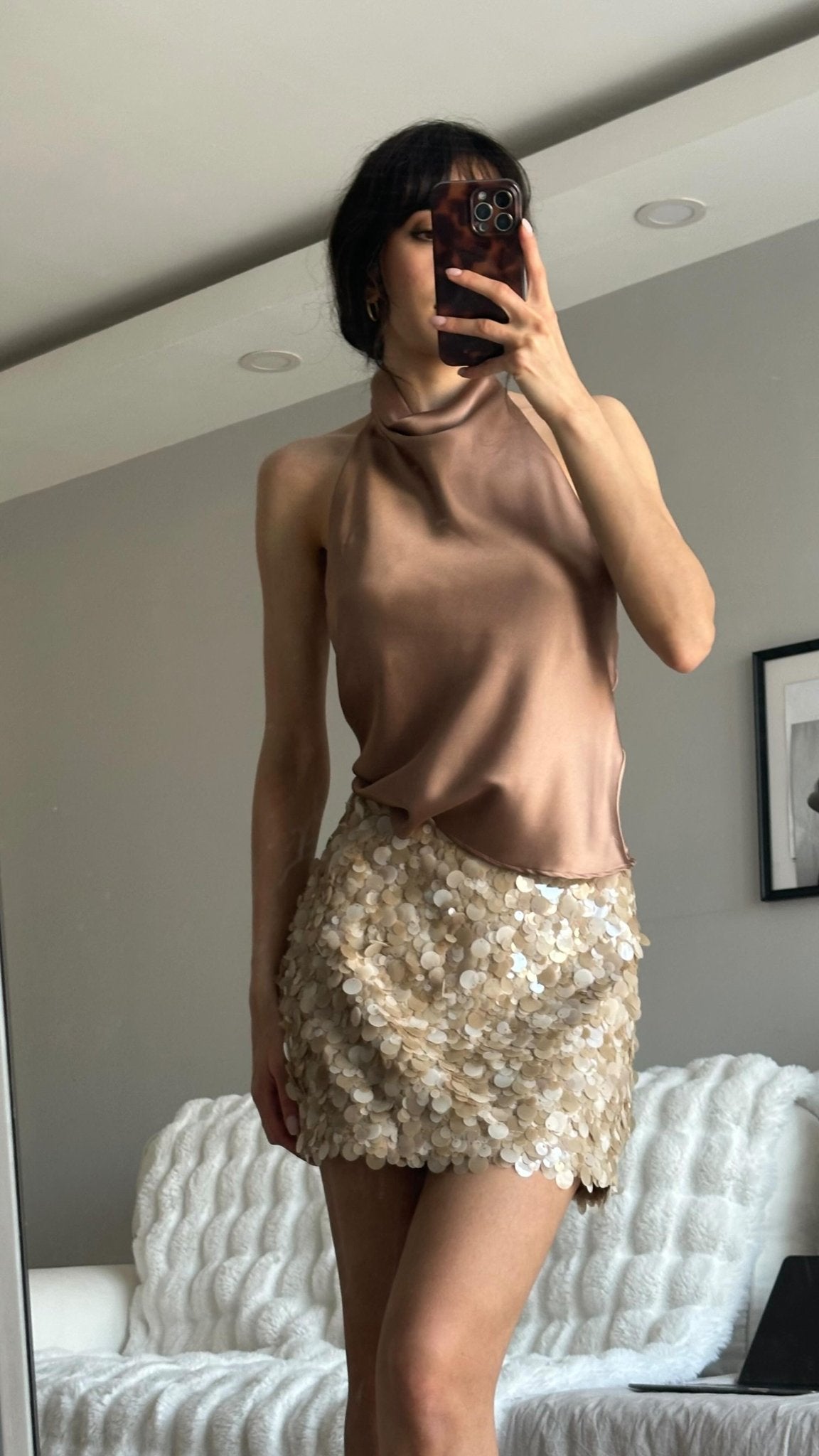 SOERA Bianca Sequin Paillette Mini Skirt - Skirt -  L