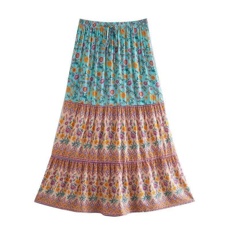 SOERA Bianca Floral Print Boho Beach Skirt - Skirts - SOERA-659267-YEL-S-22851 Orange S