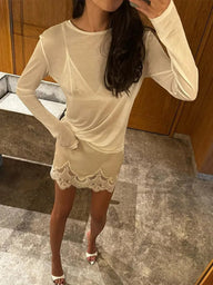Elena Satin Lace Mini Skirt