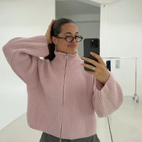 Daniela oversized žebrovaný svetr na zip