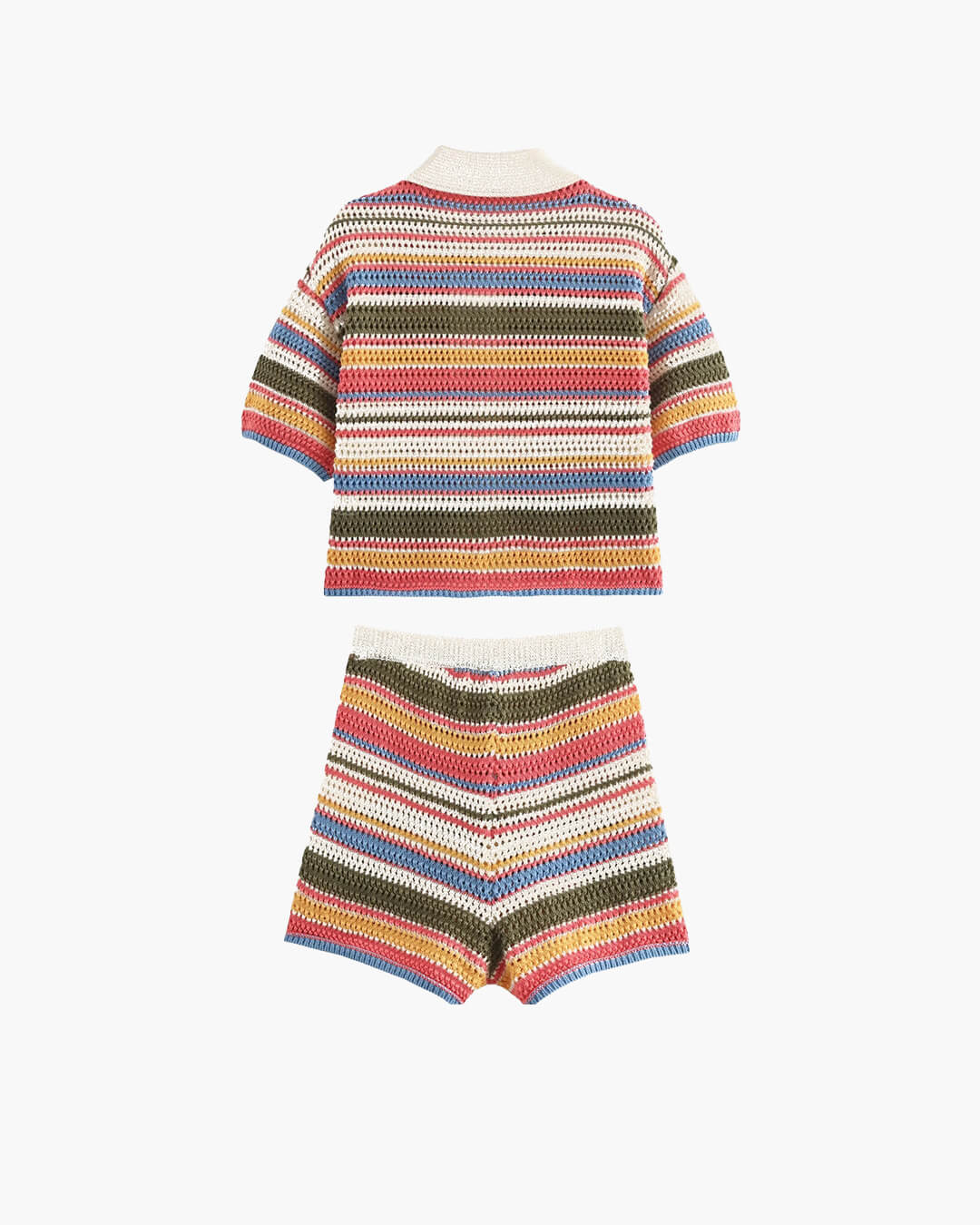 SOERA Iris Crochet Crop Sweater Shorts Set - Sweater - SOERA-393219-BLU-S-71779 Blue Set (Top+Short) S