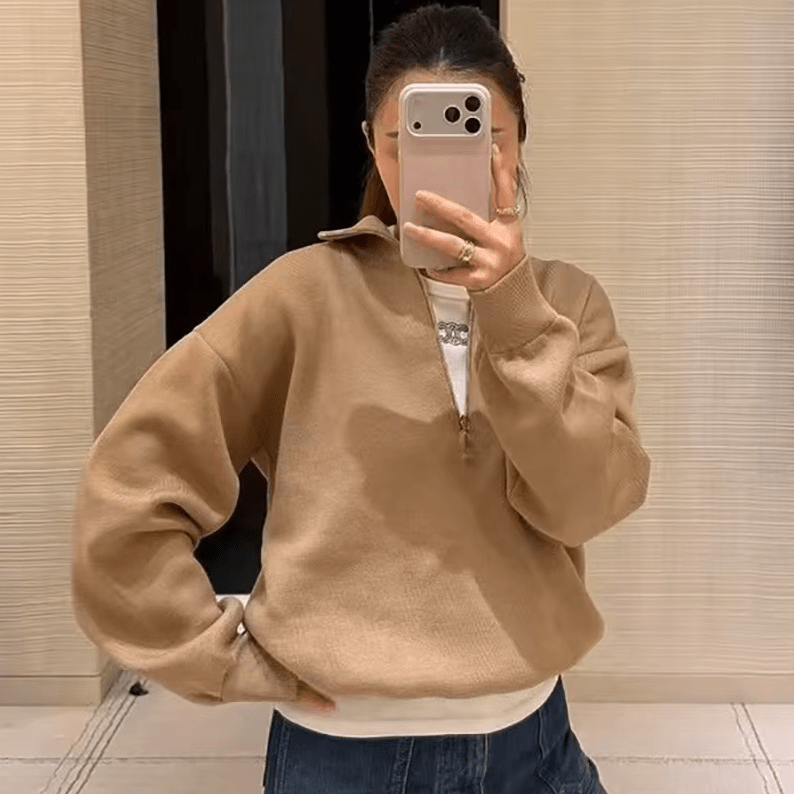 SOERA Teresa Half-Zip Knit Sweater - Sweater - SOERA-398659-CAM-L-95267 Beige L