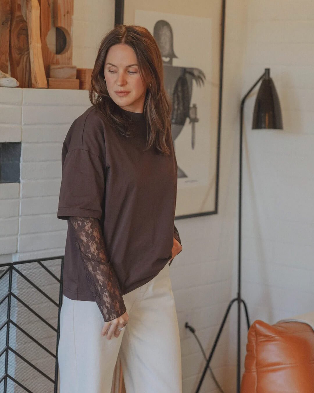 SOERA Bella Lace Splice Long Sleeve Tee - Top -  L