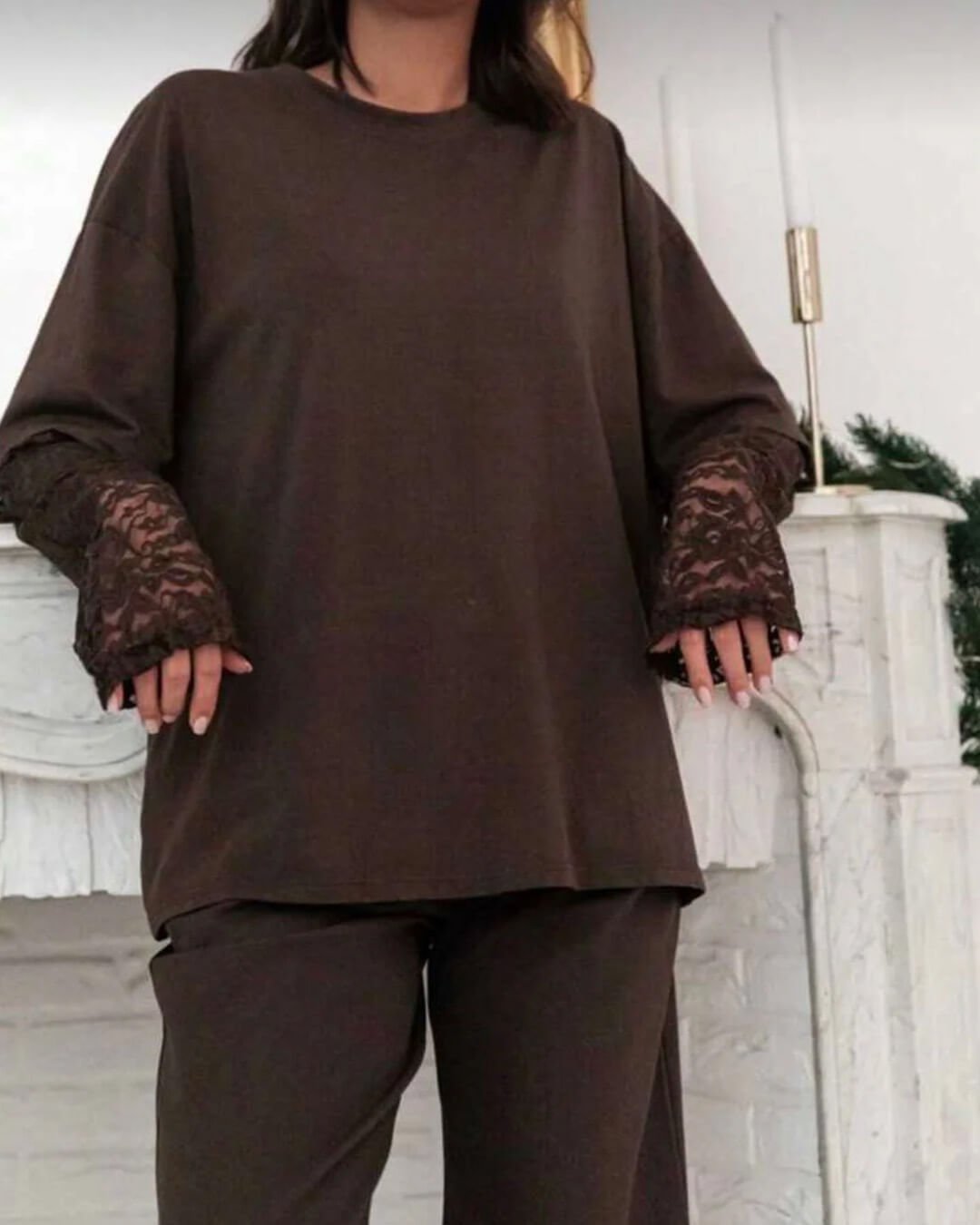 SOERA Bella Lace Splice Long Sleeve Tee - Top -  S