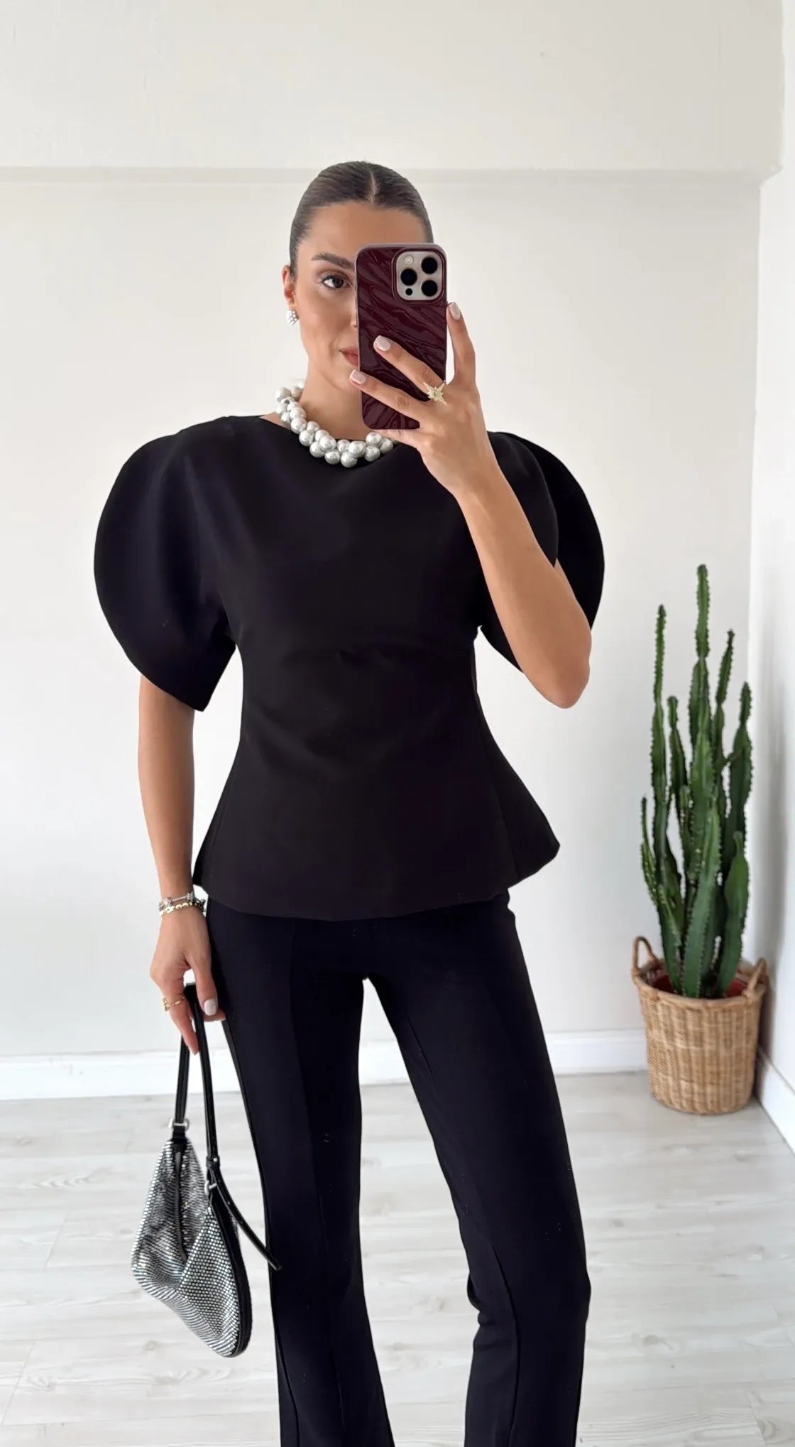 SOERA Sienna Tricot Balloon Sleeve Top - Top - SOERA-585475-L-BLACK-37571 Black L