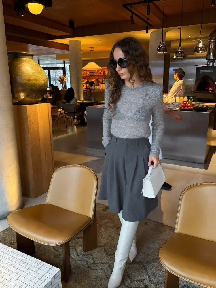 SOERA Maricar Slim Fit Sheer Pullover - Tops - 3256810170403788-;dG1766554850588784767 Grey M