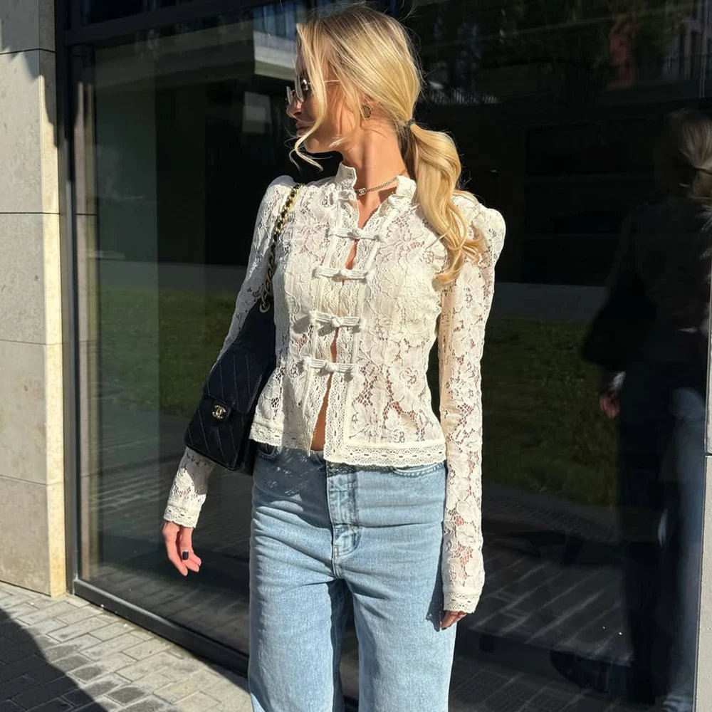 SOERA Suzan Long Sleeve Lace Blouse - Tops - 1005009268939981-;Kx1769670009968846816 White M
