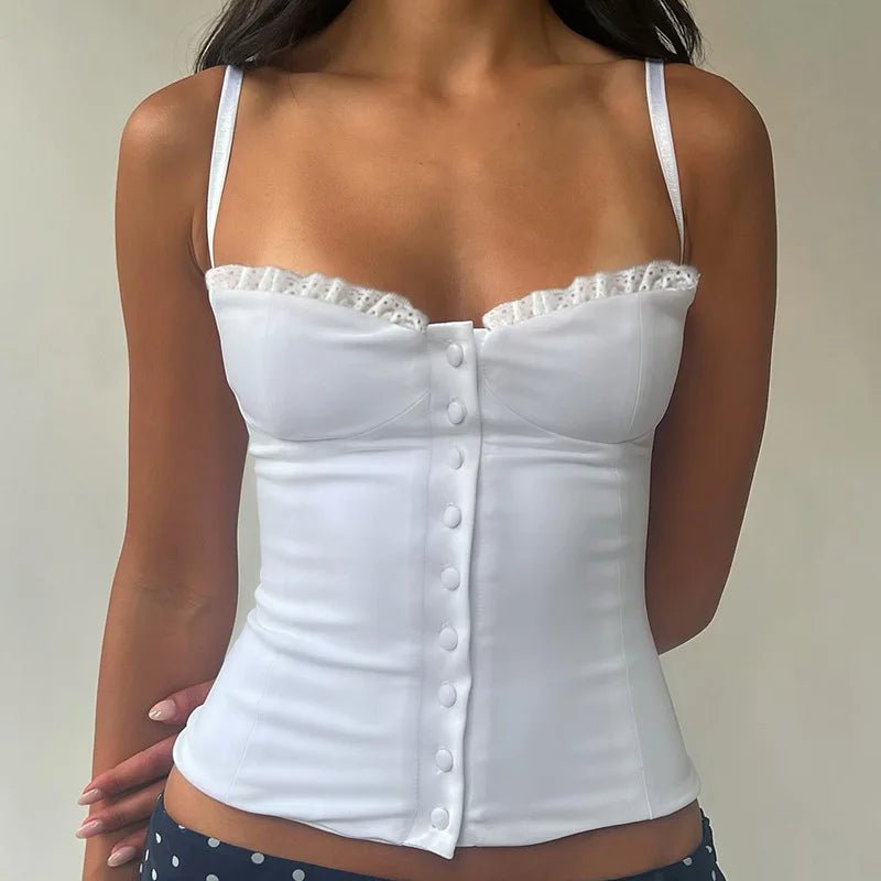 SOERA Viviana Lace Patchwork Corset Top - Tops -  White S